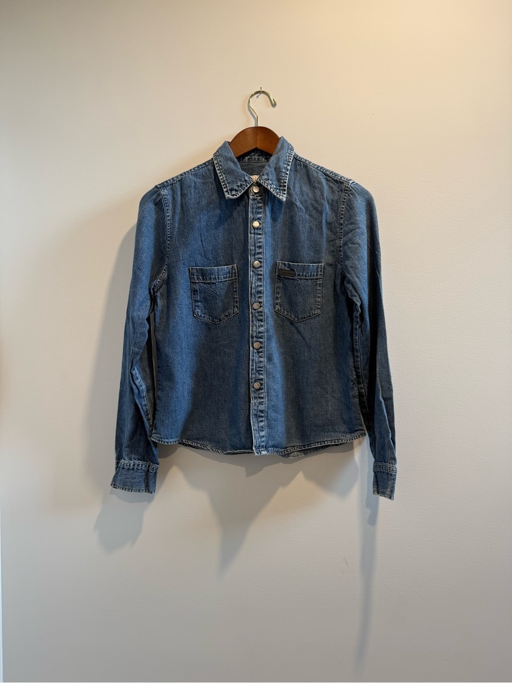Calvin Klein Denim Button-Down Shirt in Blue